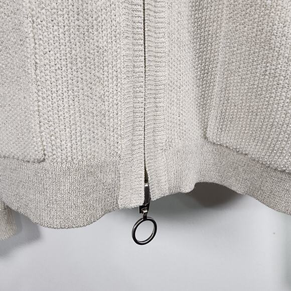 Worth New York Womens Hoodie Sweater Small Wool Metallic Ivory Full Zip Pockets - Picture 6 of 11